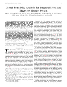 Global Sensitivity Analysis For Integrated Heat And Electricity Energy